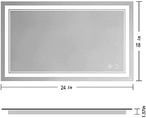 Horizontal Smart LED Wall Mirror for Bathroom (White and Warm Light)-ArtyCraftz