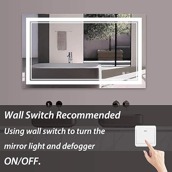 Horizontal Smart LED Wall Mirror for Bathroom (White and Warm Light)-ArtyCraftz