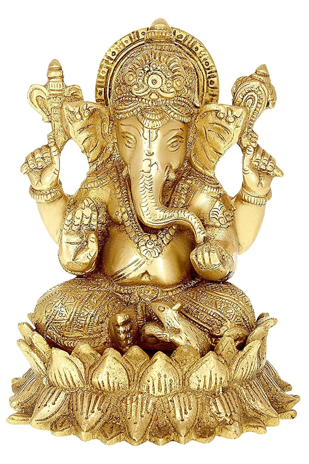 Brass Lord Ganesha Statue/Idol Height 6 Inches - ArtyCraftz.com