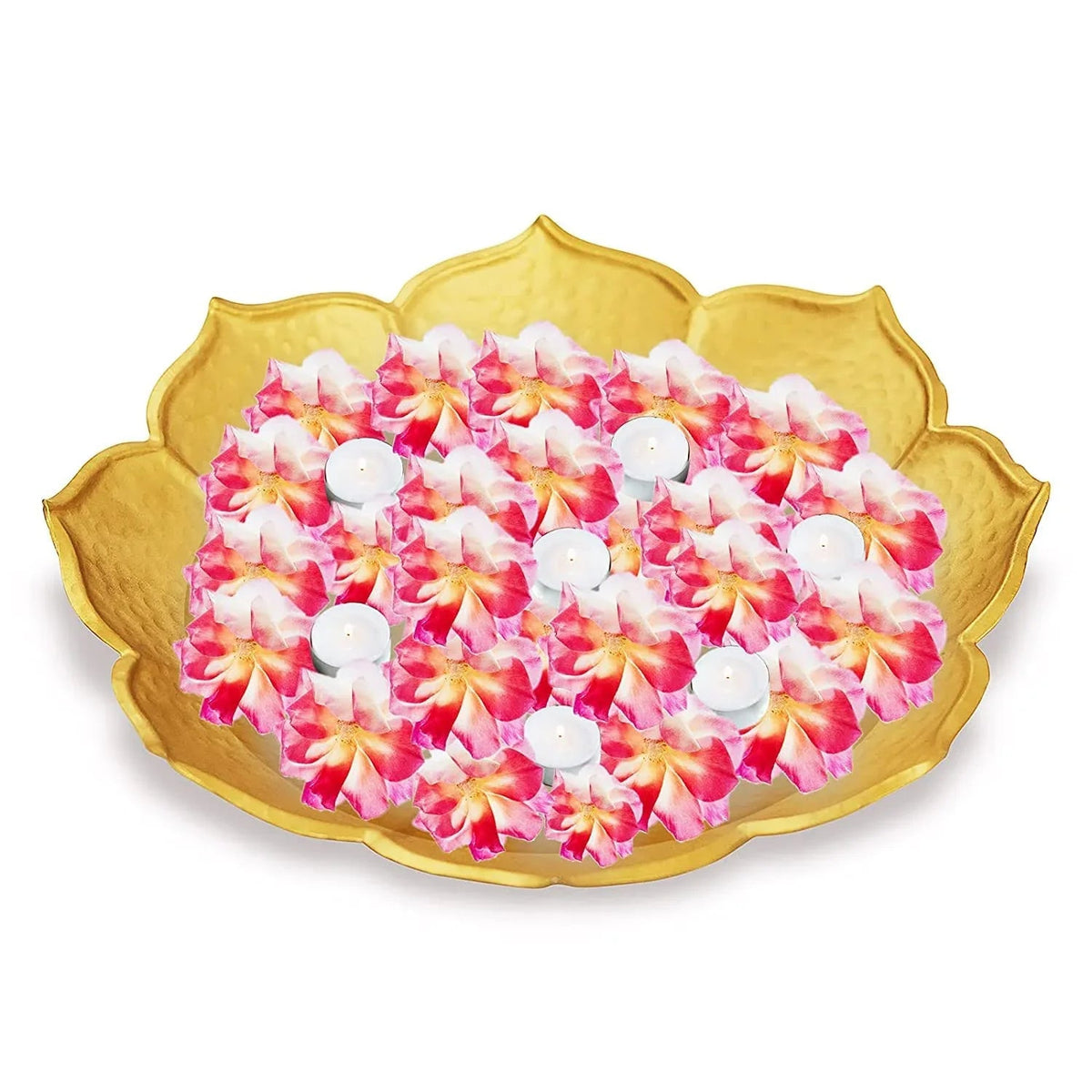 Iron Lotus Shaped Urli Bowl In White Plain Background
