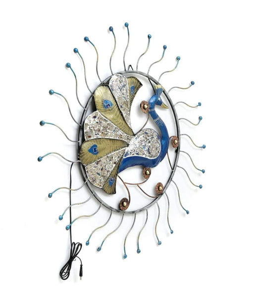 Handmade Iron Peacock LED Wall Art