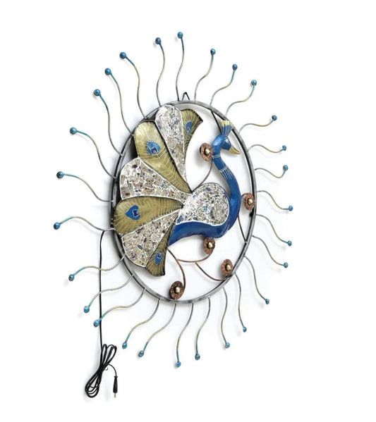 Handmade Iron Peacock LED Wall Art
