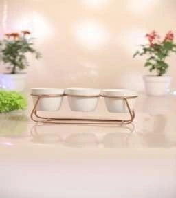 Iron 3 Pot Table Stand for Home Decor and Gifting Black/White Color - ArtyCraftz.com