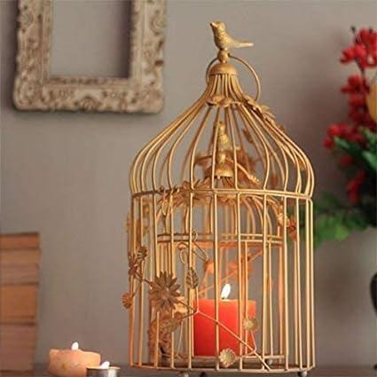 Iron Gold Bird Cage Candle Holder