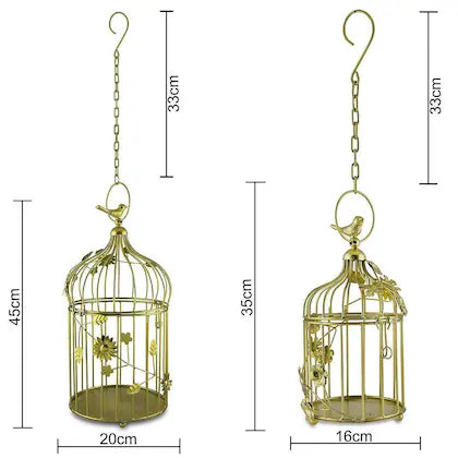 Iron Gold Bird Cage Candle Holder