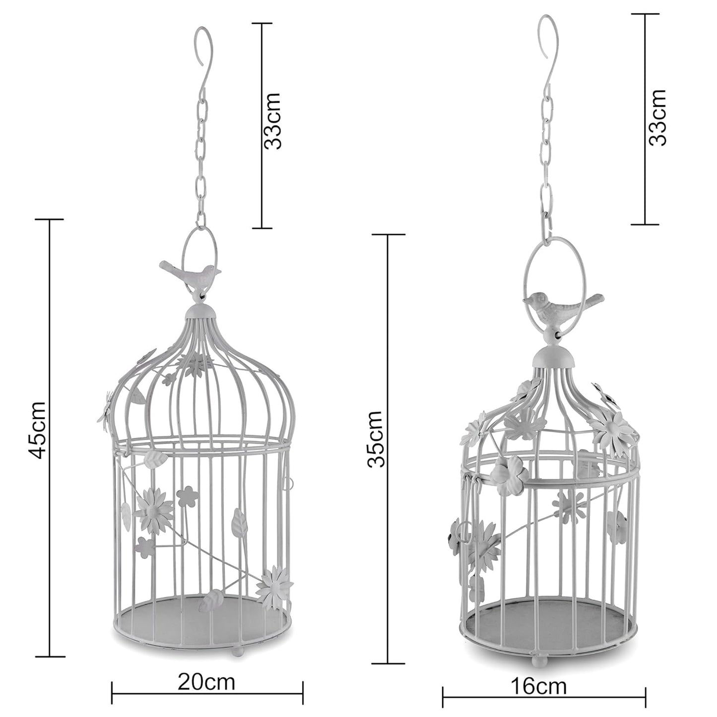 Iron Bird Cage White Color Candle Holder-ArtyCraftz.com