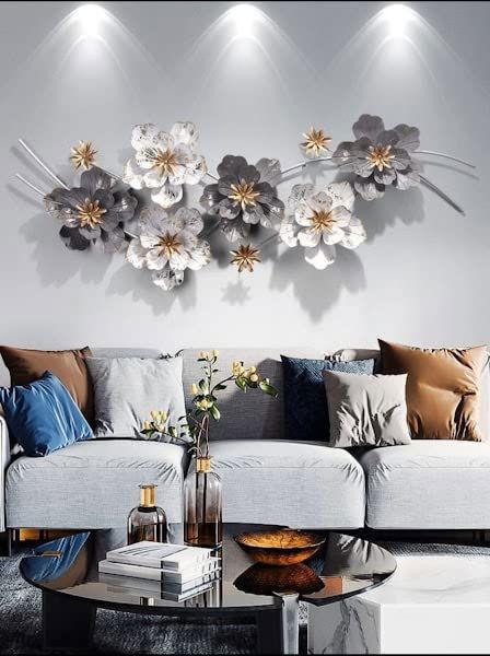 Iron Grey, White & Golden Wall Hanging 47 x 23 Inches - ArtyCraftz.com