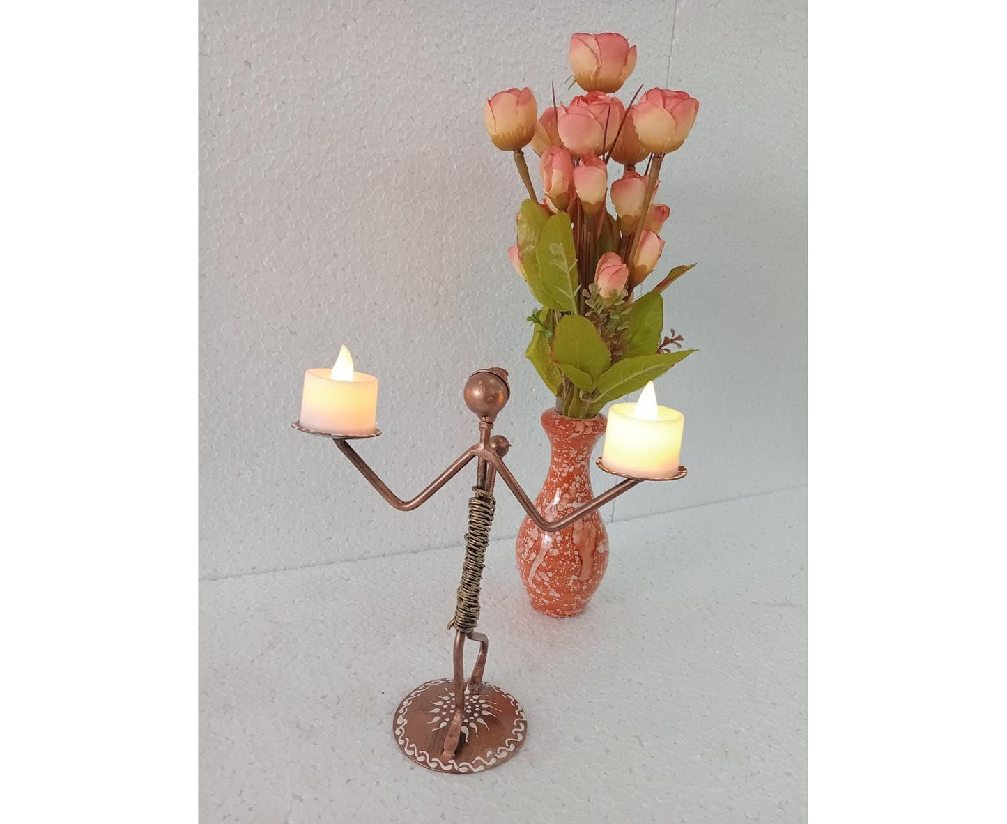 Iron Lady Double Candle Holder Decorative Showpiece-ArtyCraftz.com