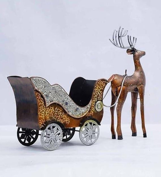 Iron Metal Deer Trolly Table and Home Decor, Copper color