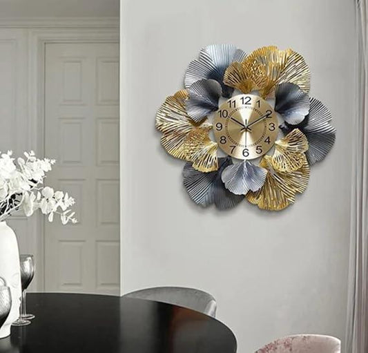 Iron Metal Iris Floral Design Decorative Wall Clock - ArtyCraftz.com