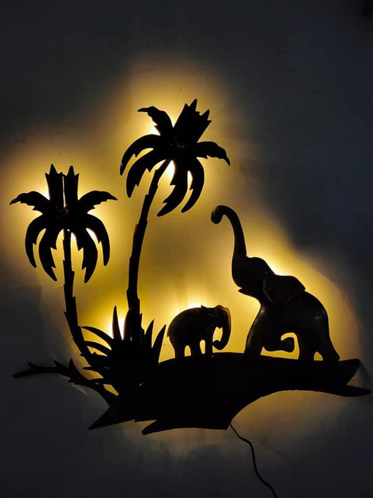 Iron Mother and Baby Elephant Wall Art - ArtyCraftz.com