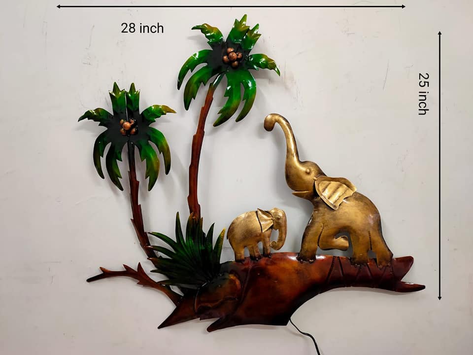 Iron Mother and Baby Elephant Wall Art - ArtyCraftz.com