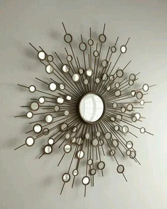 Iron and Mirror Sunburst Wall Art 32 Inches-ArtyCraftz.com