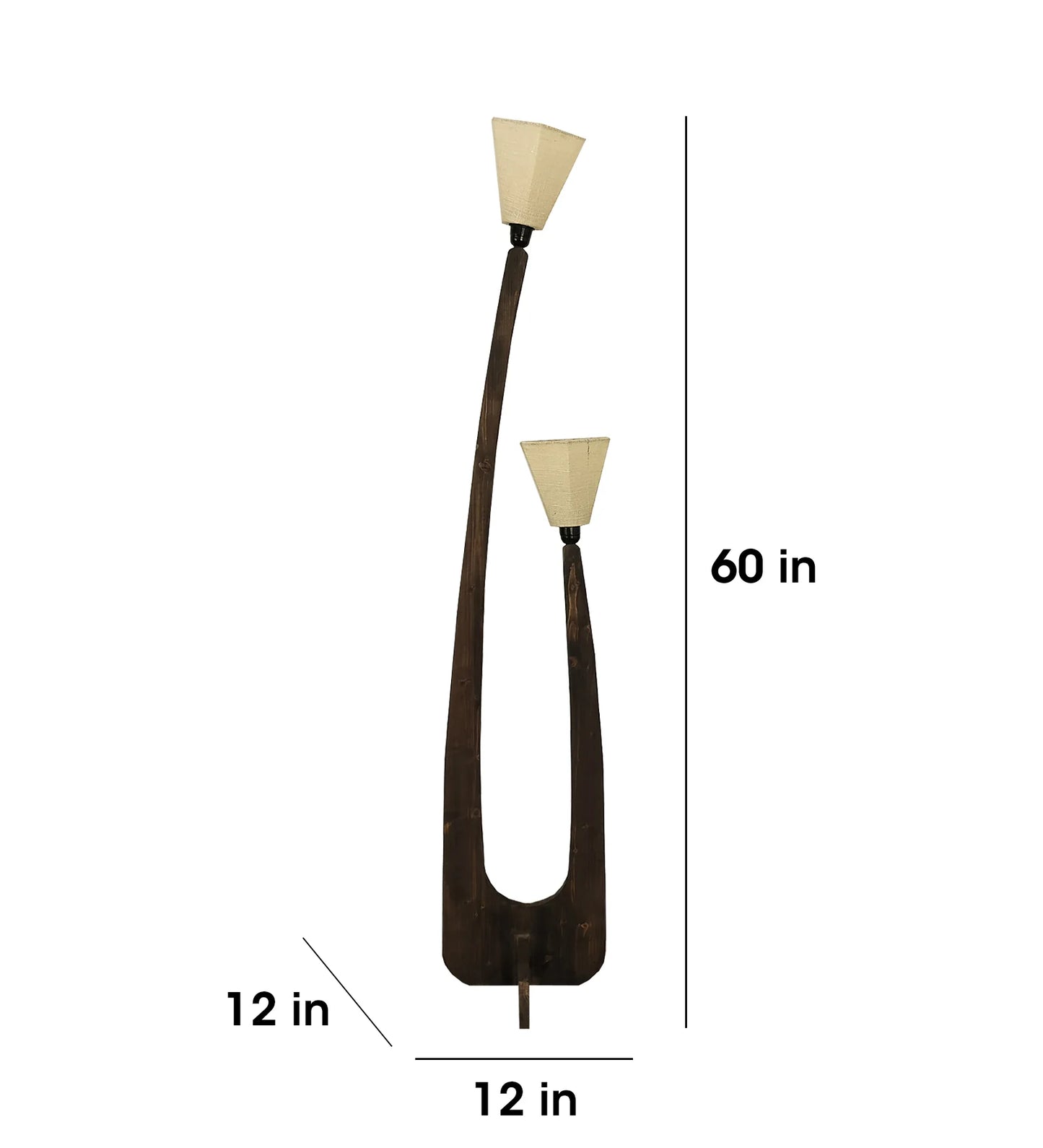 Jasper Wooden Floor Lamp with Brown Base and Beige Fabric Lampshade - ArtyCraftz.com