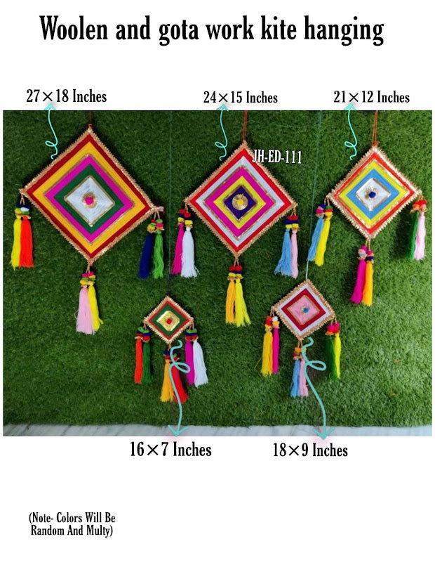 Jeevan Handicrafts Handmade Woolen and gota work 16?7 Inches kite hanging - ArtyCraftz.com