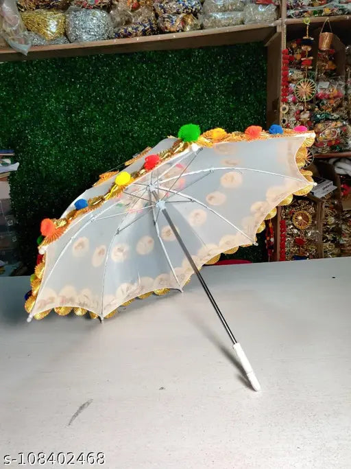 Jeevan Handicrafts Multi colour White umbrella - ArtyCraftz.com