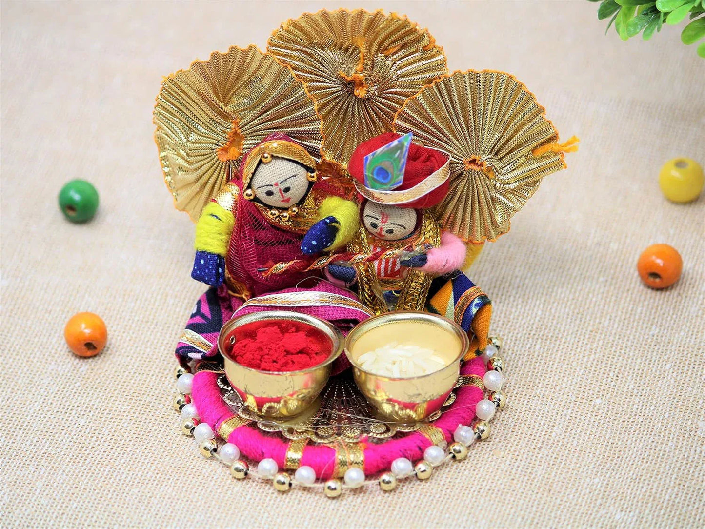 Jeevan Handicrafts Radha Krishna Chandan Roli Kumkum Chawal Holder Home Decorative Items Chopda for Pooja and Gift Purpose (Pack of 1) - ArtyCraftz.com
