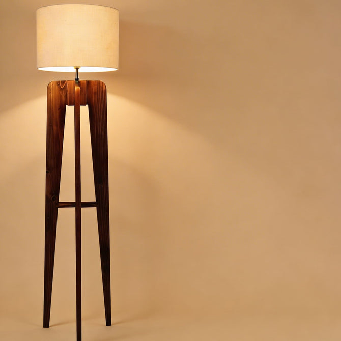 Jet Wooden Floor Lamp with Jute Lampshade-artycraftz.com