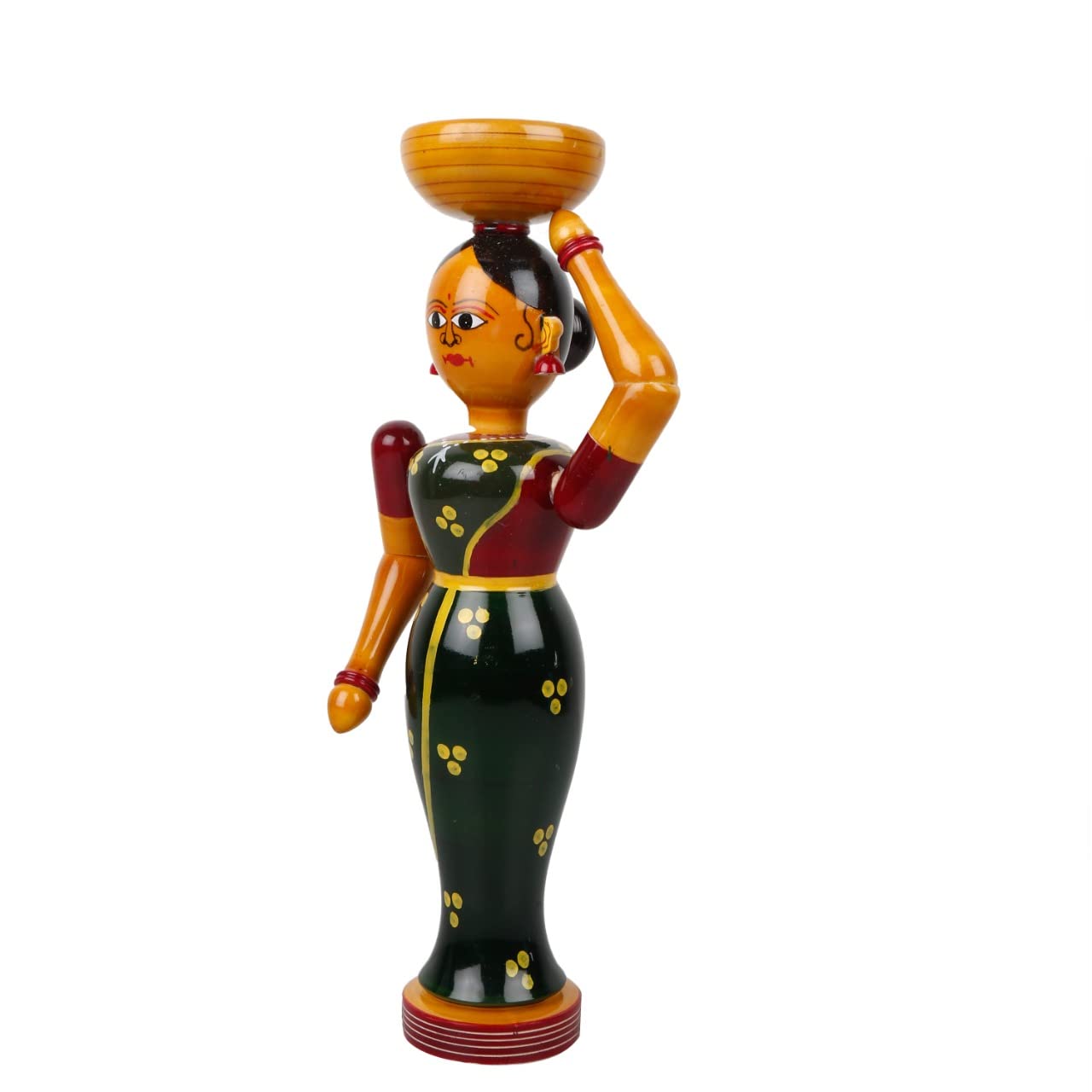 Handcrafted Kondapalli Village Lady Carrying Pot Idol for Home, Office