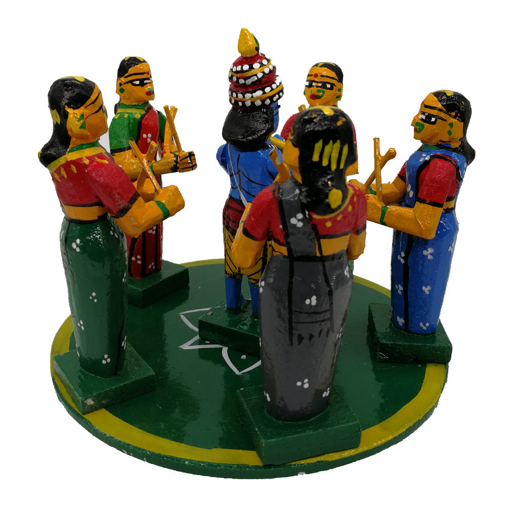 Kondapalli Wooden Sri Krishna with Gopikalu-ArtyCraftz.com