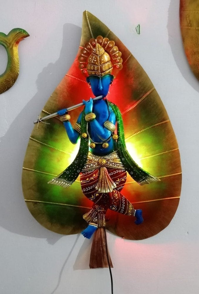 Krishna Peepal Leaf Iron Wall Art-ArtyCraftz.com