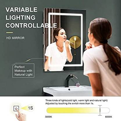 LED-Wall Mounted Bathroom Mirror with Sensor+Adjustable Lights (Front: White+Warm/Back:White)-ArtyCraftz.com