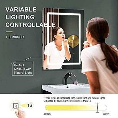 LED-Wall Mounted Bathroom Mirror with Sensor+Adjustable Lights (Front: White+Warm/Back:White)-ArtyCraftz.com