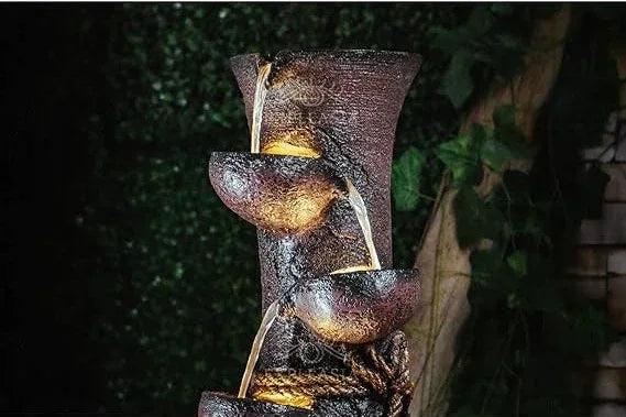 LED Waterfall Vase Fountain with Warm Lights-ArtyCraftz.com