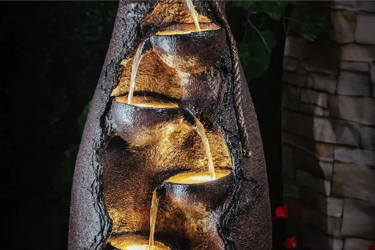 LED Waterfall Vase Fountain with Warm Lights-ArtyCraftz.com