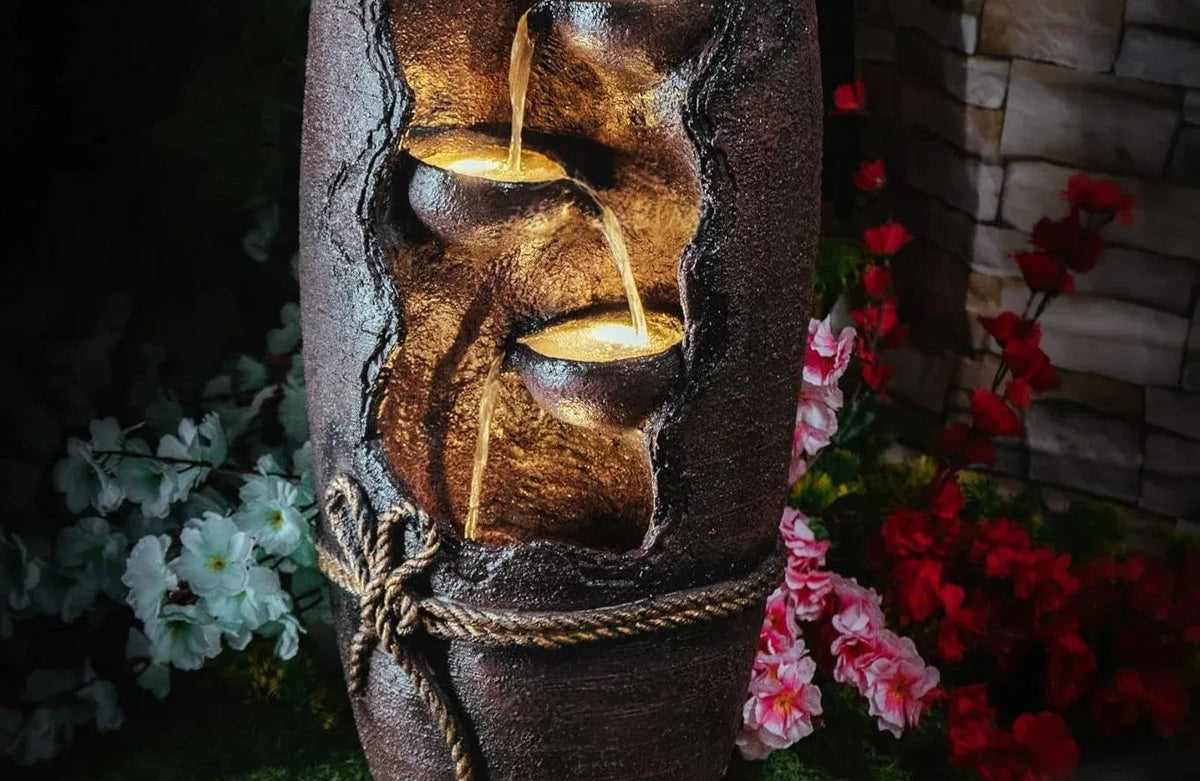LED Waterfall Vase Fountain with Warm Lights-ArtyCraftz.com