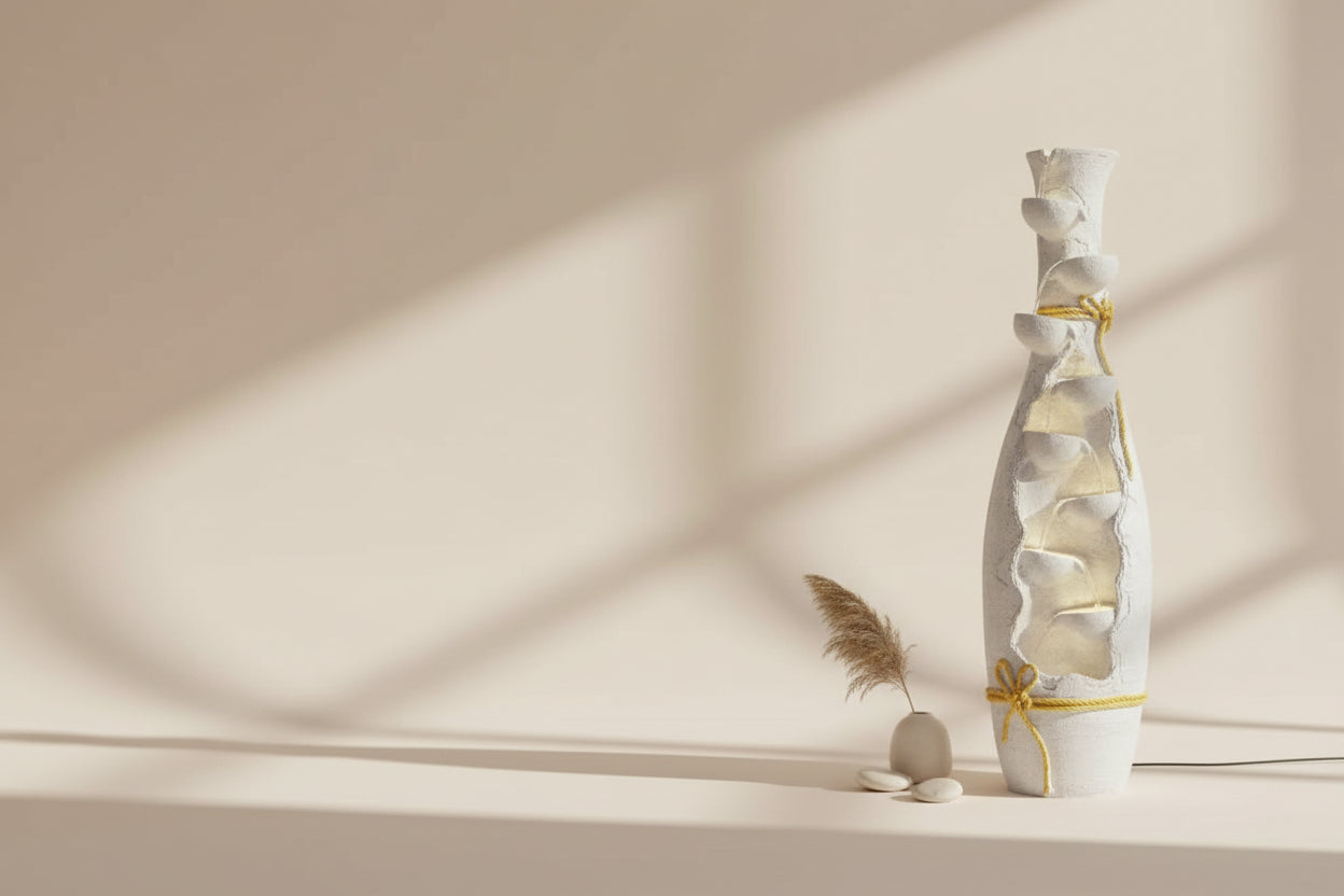 LED Waterfall Vase Fountain with Warm Lights-ArtyCraftz.com