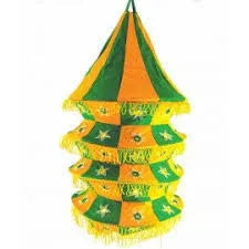 Handcrafted Handmade Cotton Foldable Fabric Lantern/Lamp Shade Home Decoration Spring Lamp Yellow Green Color - ArtyCraftz.com