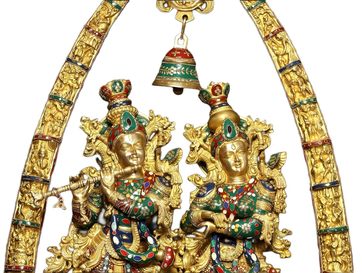 Large Brass Radha Krishna Sculpture 44 Inch-ArtyCraftz.com