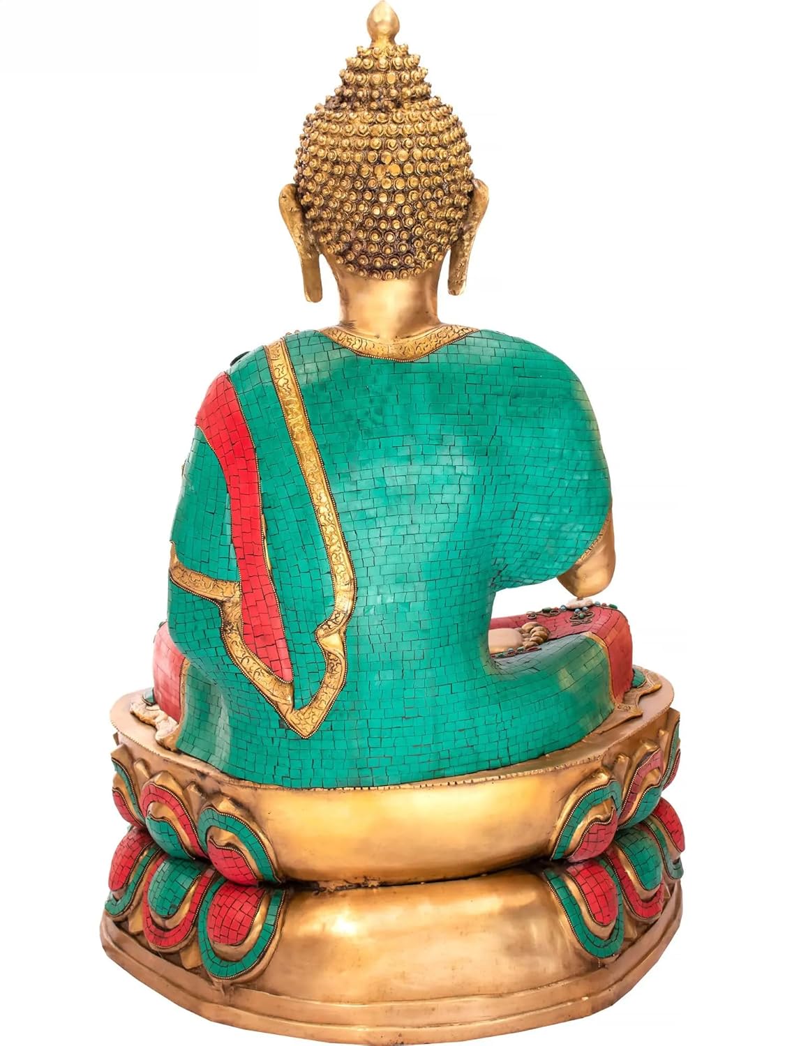Large Handcrafted Buddha Statue with Stone Inlay Finisht - ArtyCraftz.com