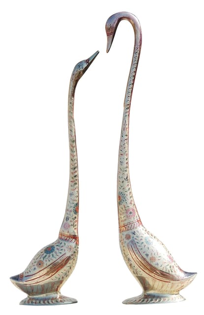 Large Meenakari Swan Pair Showpiece for Home Decor and Gifting 8.3*4*32 Inches - ArtyCraftz.com