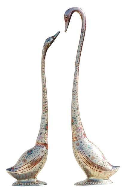 Large Meenakari Swan Pair Showpiece for Home Decor and Gifting 8.3*4*32 Inches - ArtyCraftz.com