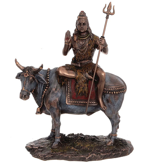 Lord Shiva on Nandi Statue Resin Mahadev Showpiece- ArtyCraftz.com
