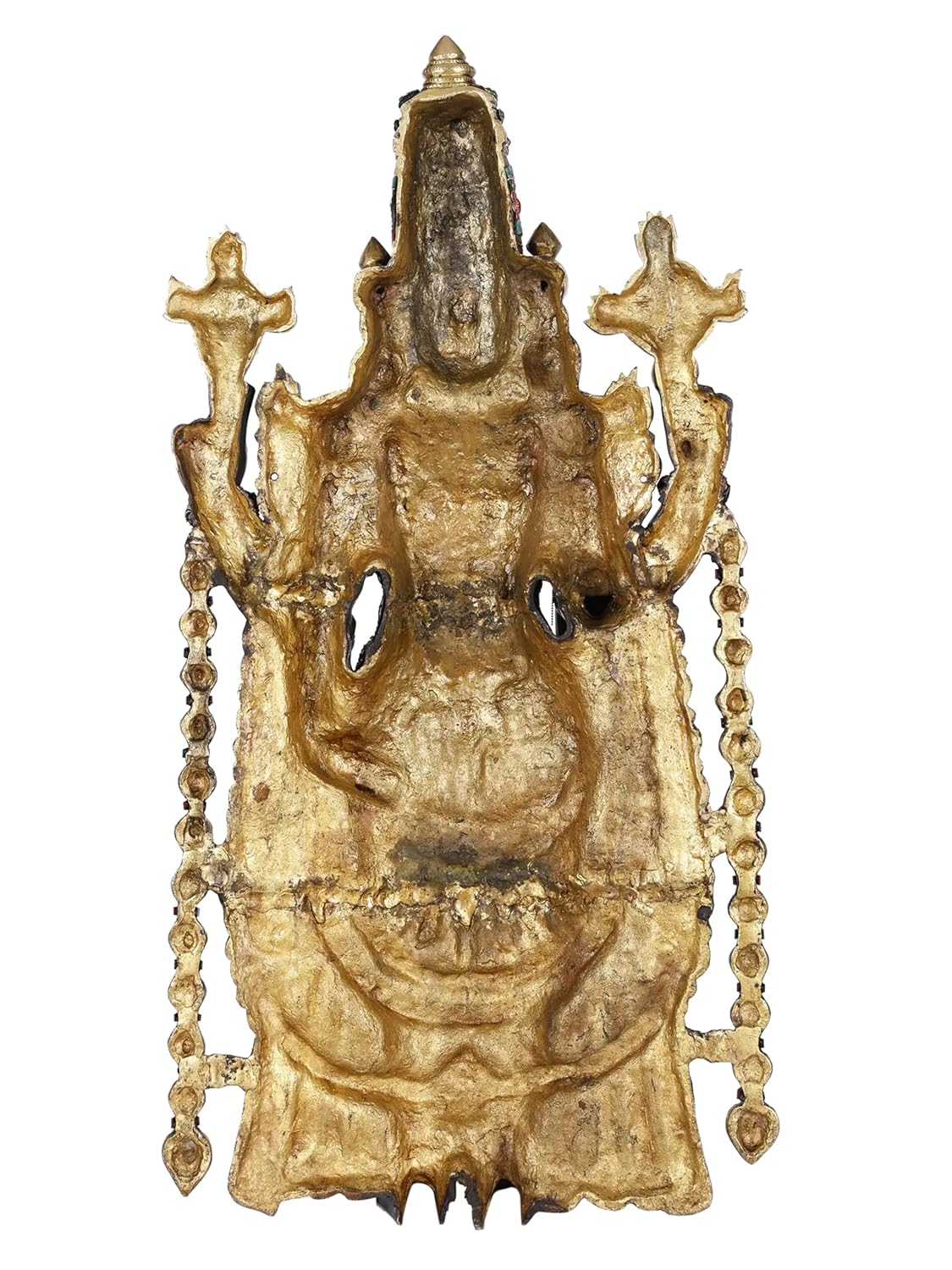 Large handcrafted Brass Tirupati Balaji Venkateswara Swamy statue with multicolor stone work Back View-ArtyCraftz.com