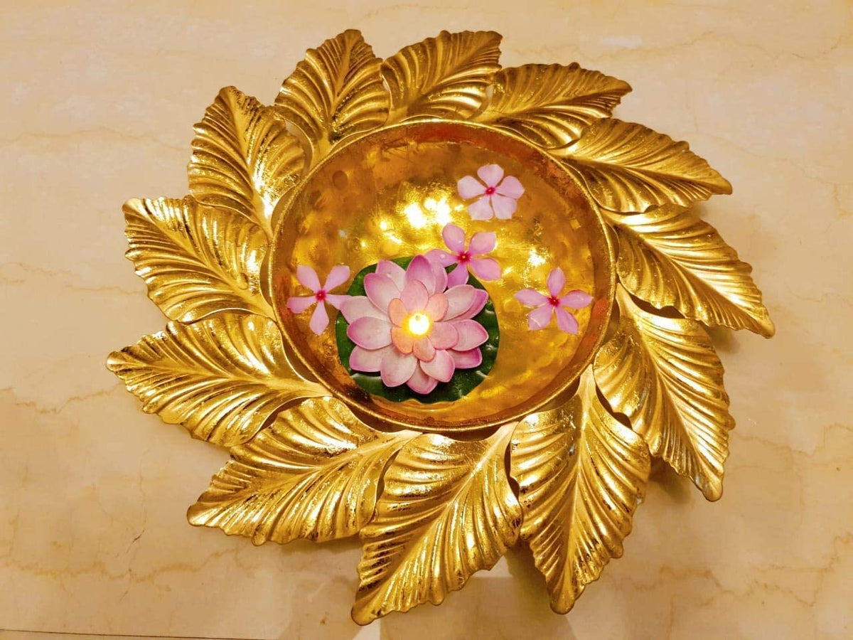 Leaf Shape Metal Urli Bowl