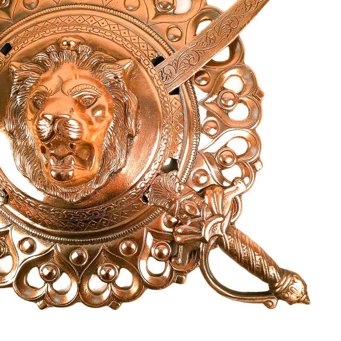 Lion Design Dhal Talwar Wall Showpiece Wall Hanging-ArtyCraftz.com