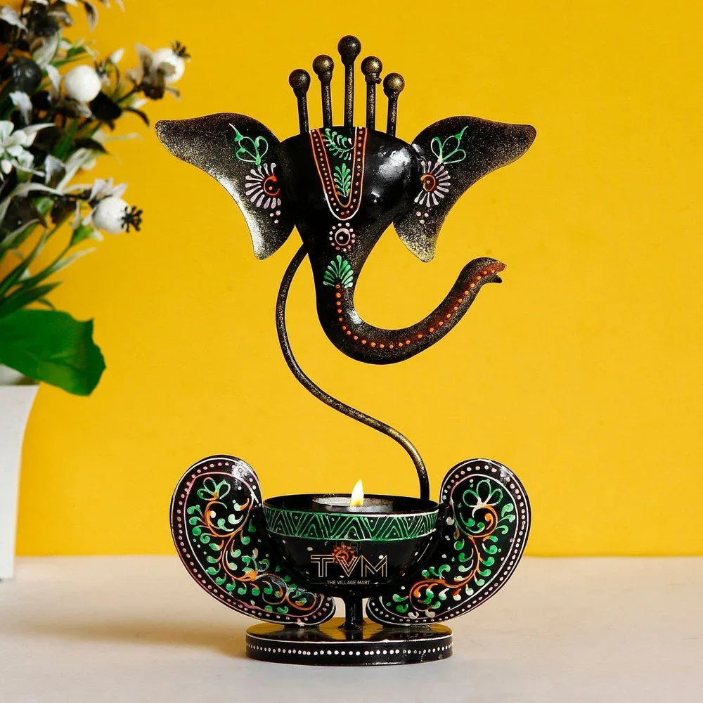 Lord Ganesha Metal T-Light Holder-ArtyCraftz