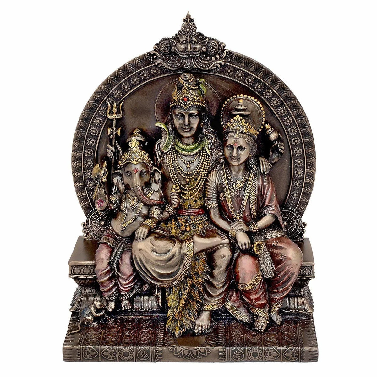 Shiva Parvathi Ganesha Bonded Bronze Idol-ArtyCraftz.com