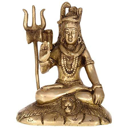 Lord Shiva Sitting Brass Idol Statue,Height 6 inches - ArtyCraftz.com