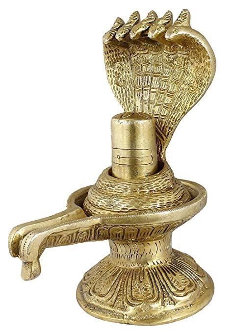 Lord Shivalingam Brass Statue Hinduism Idol Art 6 x 4.5 x 3 inches - ArtyCraftz.com