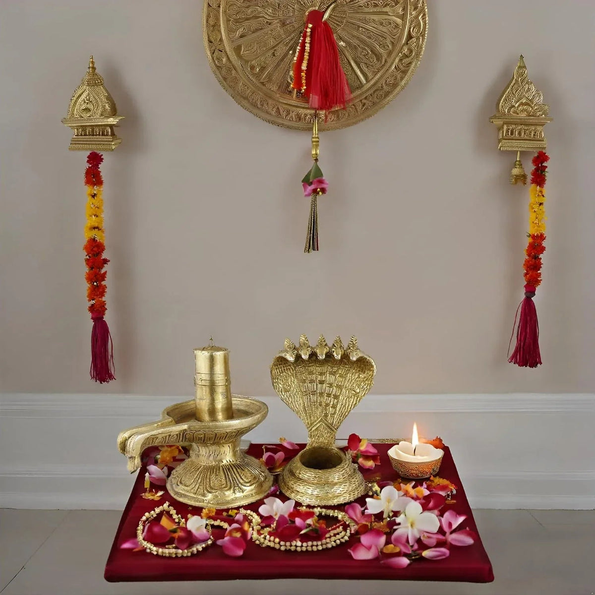 Lord Shivalingam Brass Statue with Pancha Naag