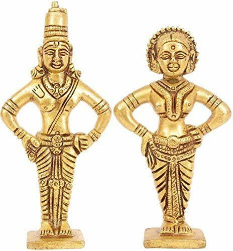 Lord Vitthal or Panduranga and Rukmani - Brass Statue, Height 6" - ArtyCraftz.com