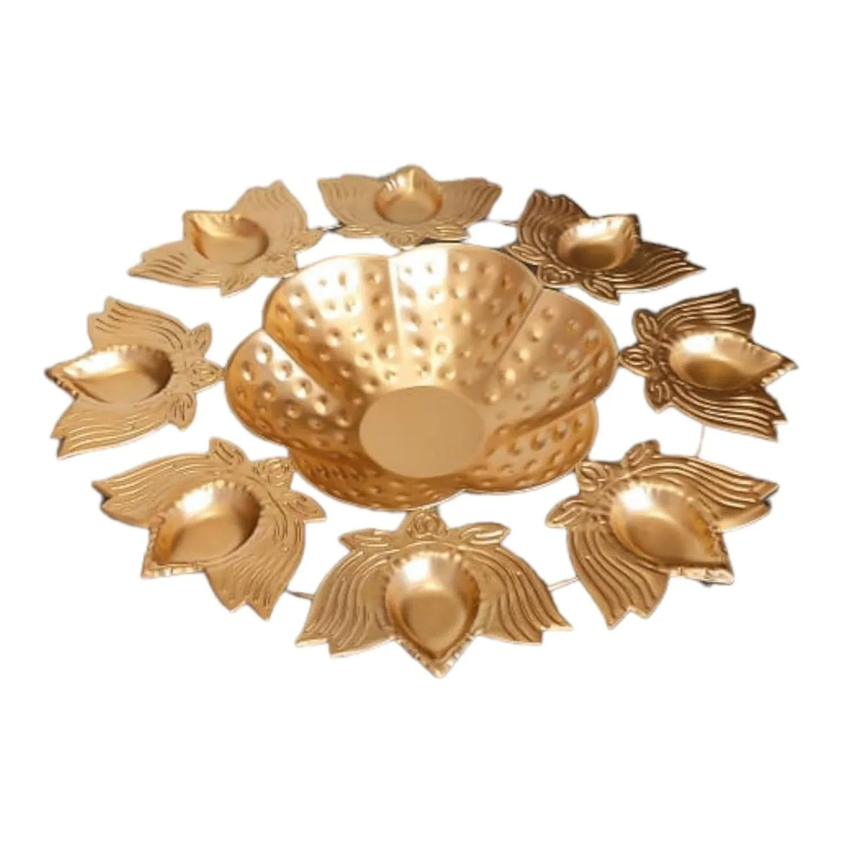 Lotus Diya Rangoli Bowl Urli in White background
