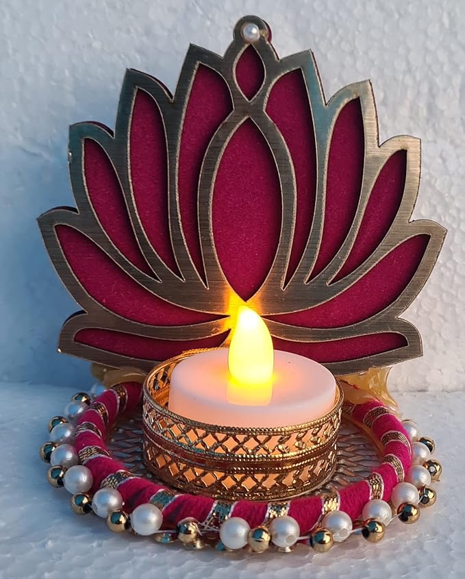 Lotus Rangoli Floor Tealight Candle Holder (Set of 5 pieces)