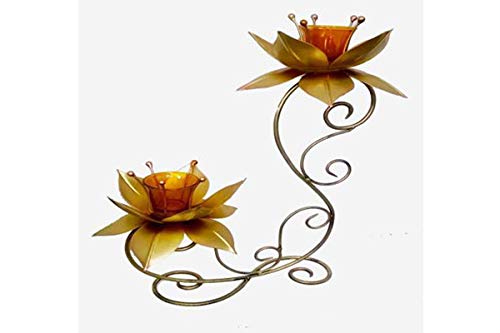 Lotus Shaped Double Tea Light Candle Holder -ArtyCraftz.com