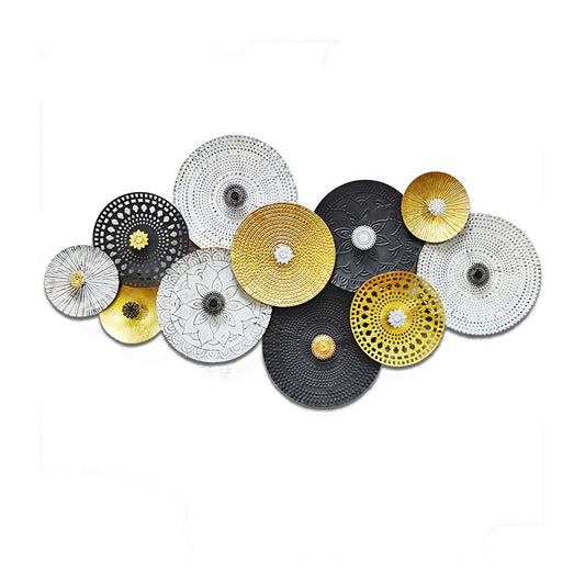 Luxury Black White Gold Circular Metal Wall Art-ArtyCraftz.com